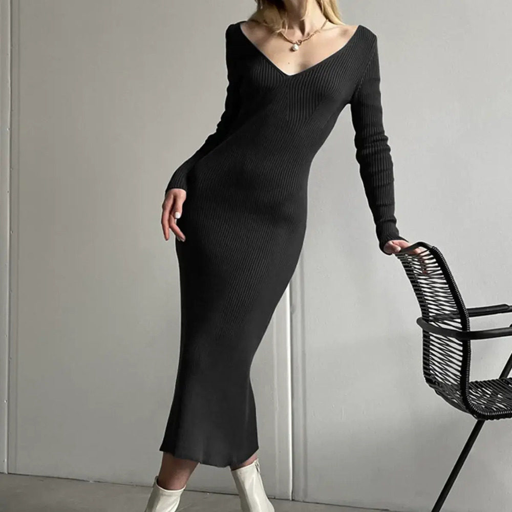 Zara Summer Knit Bodycon Dress with Front and Back Neckline